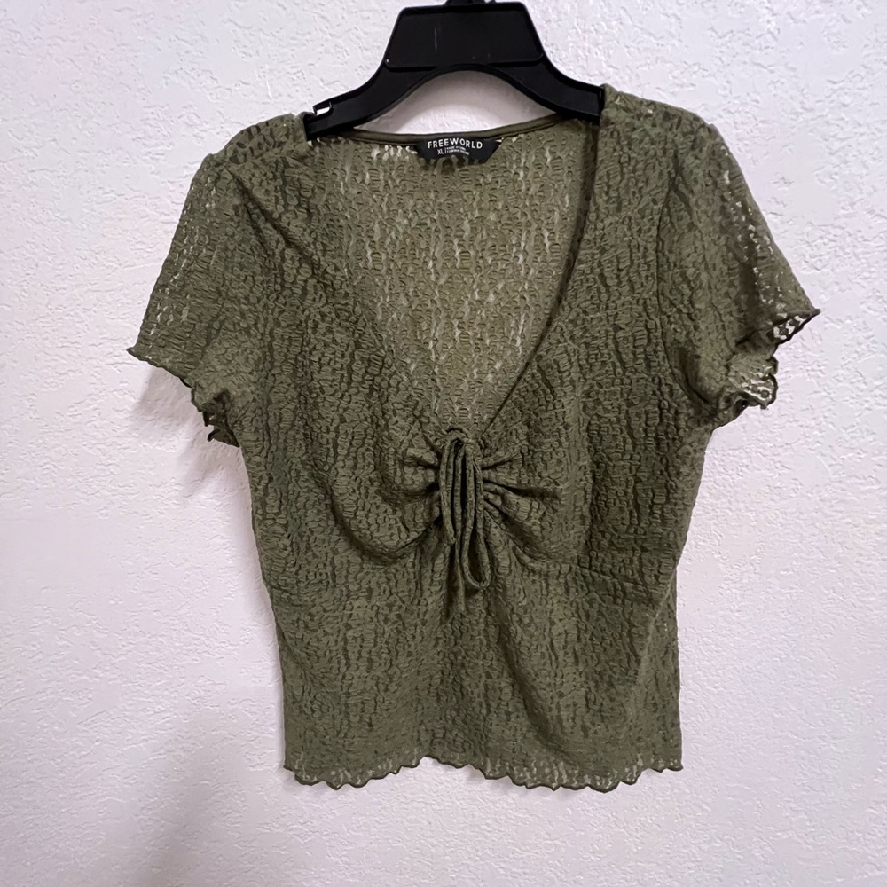 Green Lace Crop Top